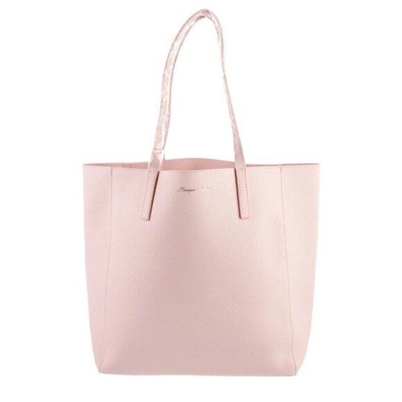 Monique Lhullier Vegan Leather Tote Bag Pink Handbag 14x18 in - Picture 1 of 14